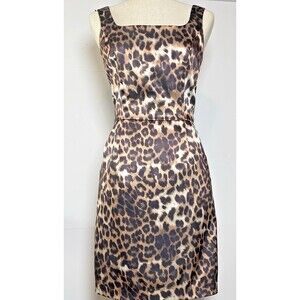 Chicos womens sleeveless shimmery leopard sheath dress sz 0